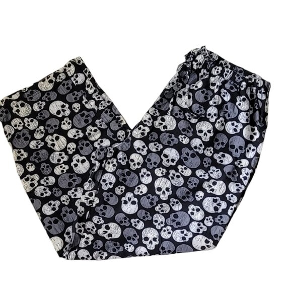 Skull Skeleton Scrub Lounge Pants Drawstring Elastic Waist Halloween New - Picture 2 of 7